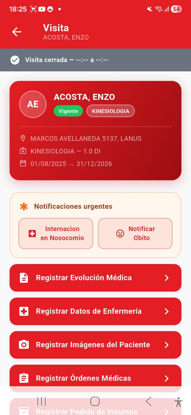 MEDICHOME APP - Detalle de Visita